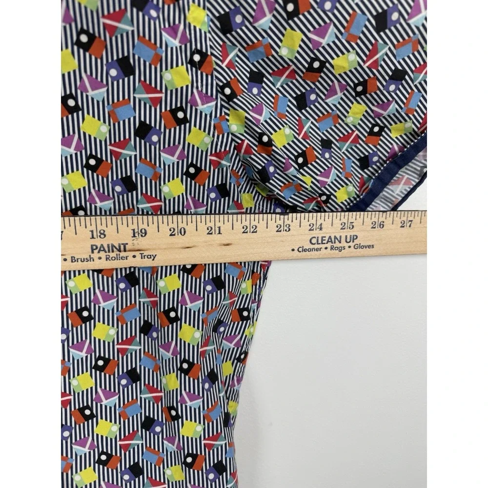 Bugatchi Men's Short Sleeve Shirt Geometric Pattern 100% Cotton Size Large